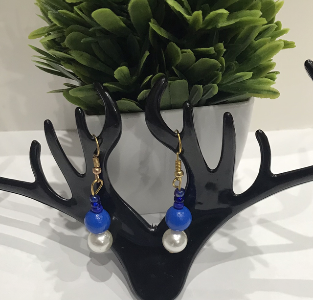 Blue/White Dangling Earrings- BWD5633