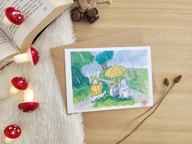 Lapins sous la pluie