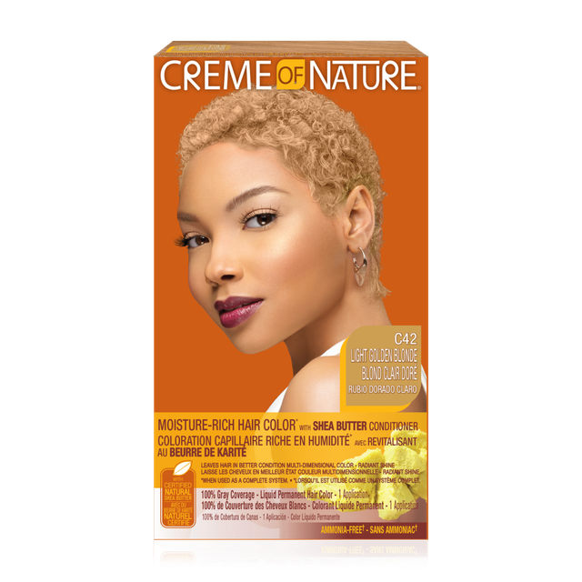 Creme of Nature Certified Natural Ingredients Moisture-Rich Hair Color* with Shea Butter Conditioner C42 Light Golden Blonde