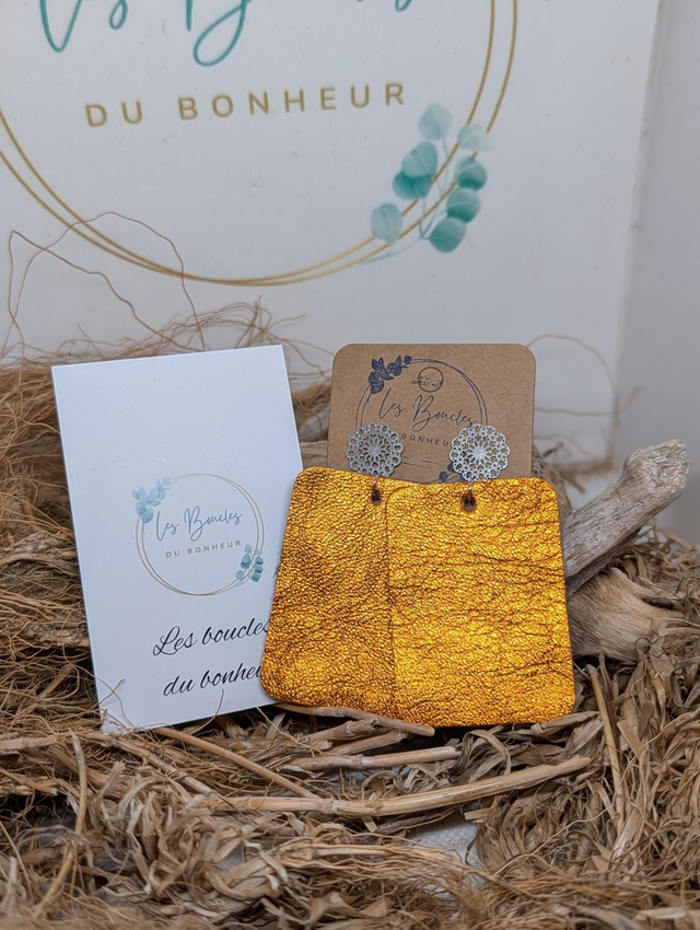 Boucles d'oreilles Léontine orange irisé l001