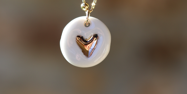 Collier coeur OR en porcelaine