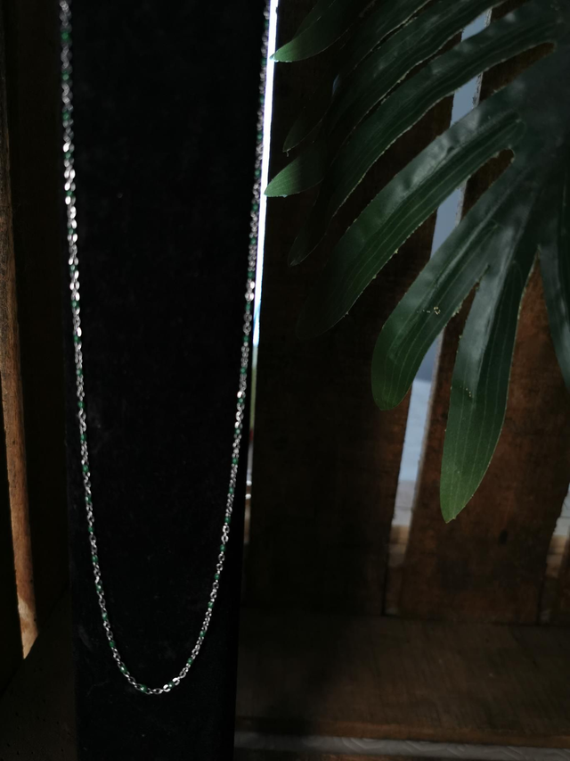 Collier acier et email vert 