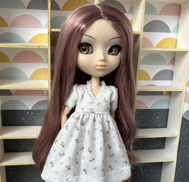 Wig perruque sans frange longue rose antique foncé 