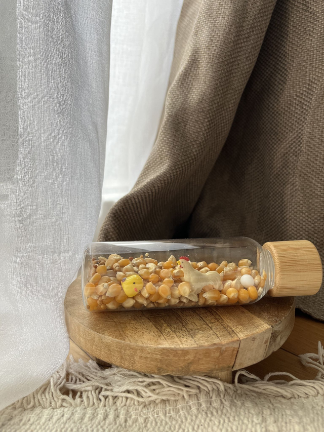 Bouteille sensorielle la petite poule dans son poulailler 🐓