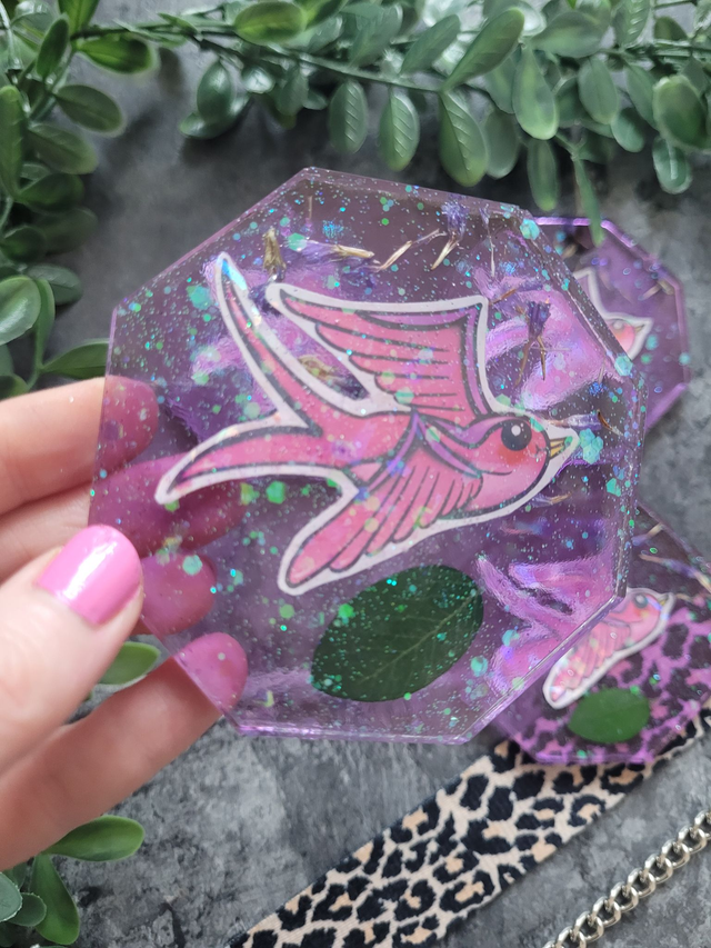 Coaster - Pink &amp; Purple Swallow