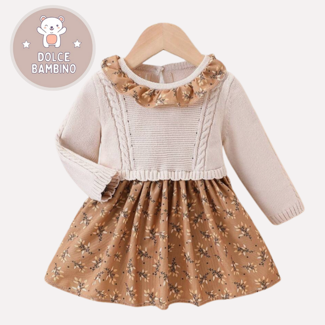 Vestido de punto con recorte de volantes