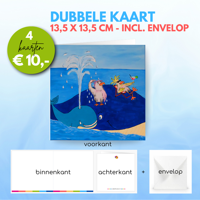 Walvissen en meeuwen | Dubbele kaart incl. envelop