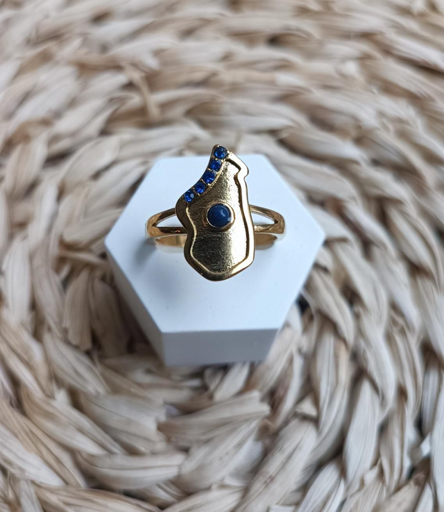 Bague carte Madagascar bleu 