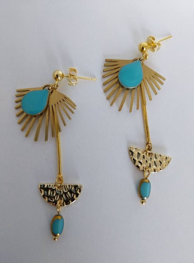 ✨Boucles d’oreilles "goutte émail turquoise"✨