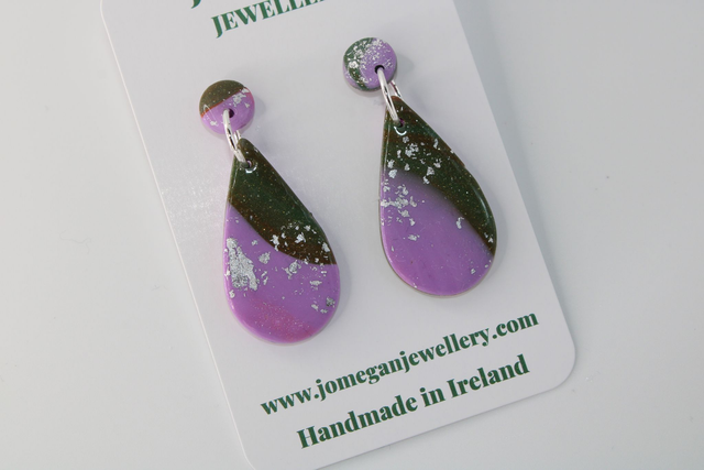 Lavender and Pine Green earrings