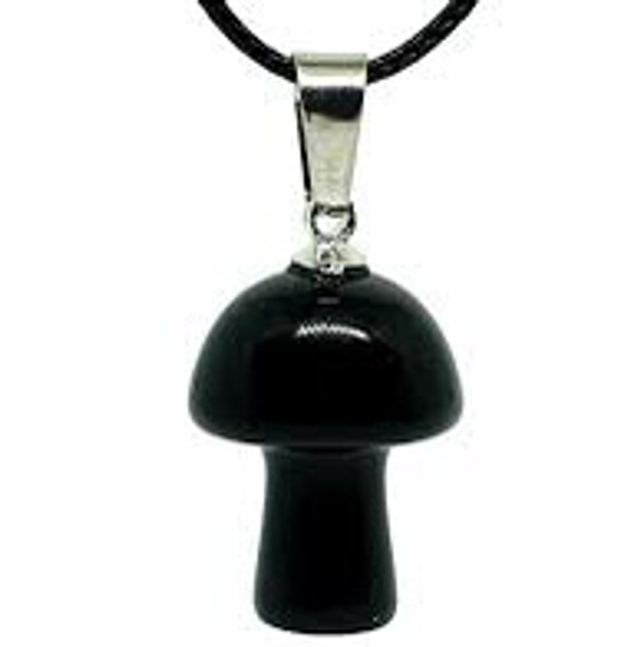Mushroom Black Obsidian Quartz necklace
