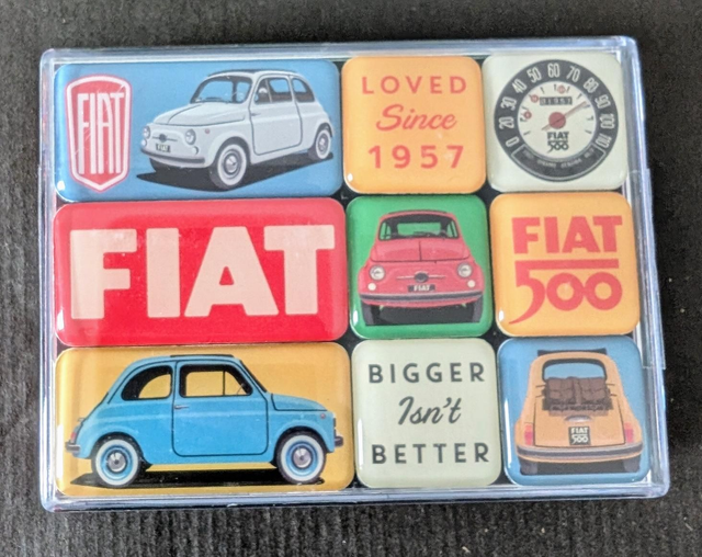 Nostalgic-Art Retro Fridge Magnets 9 Pieces FIAT 500 - Loved Since 1957 