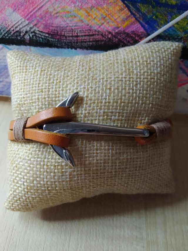 Bracelet cuir lanières double Ancre 2