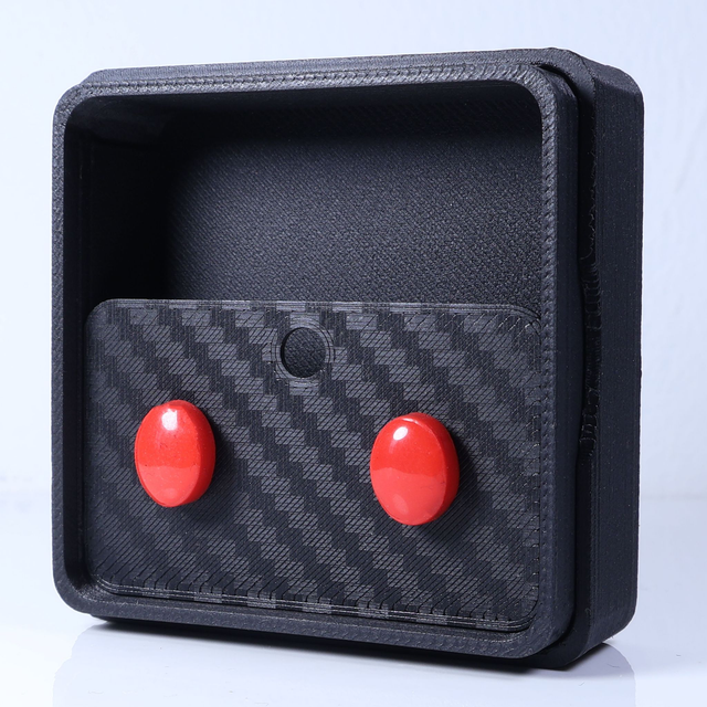 Hypoallergenic Solid Strawberry Red Oval Cut Polymer Clay Plastic Back Stud Earrings With Designer Carbon Fiber Jewellery Box