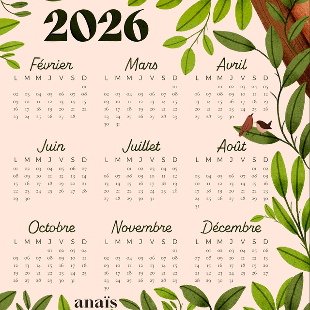 Calendrier 2026