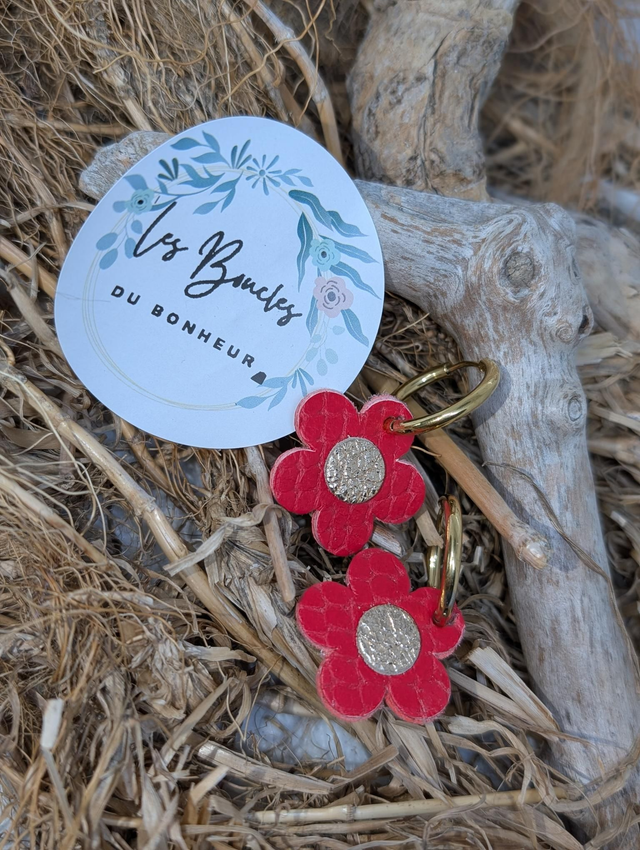 Creoles marguerite rouge doré 