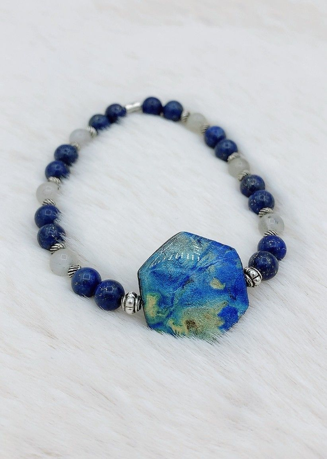 Bracelet "Eclat naturelle" , Lapis lazuli et Labradorite