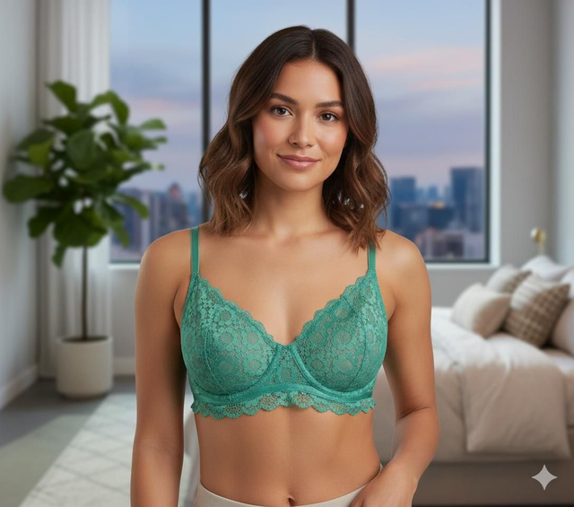 Soutien-gorge RougeGorge "Gazelle Emboîtant" – Vert Clair &amp; Dentelle Florale