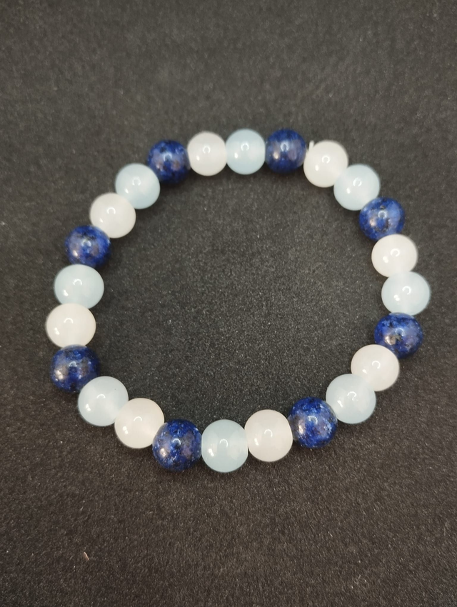 Bracelet en lapis lazuli, Quartz et jade bleu
