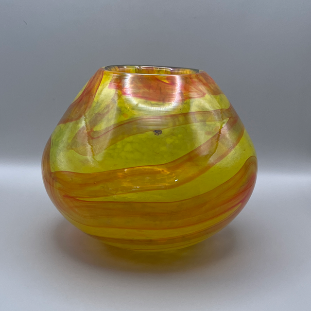 Mdina Glass Vase – Swirled Yellow &amp; Orange Art Glass (Malta)
