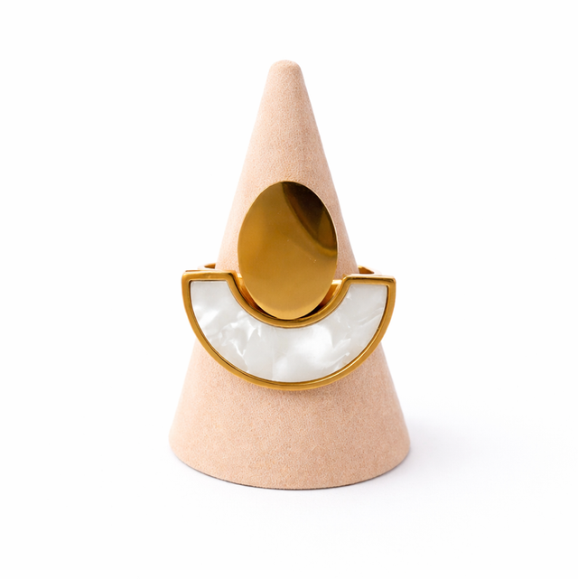 Anillo ajustable acero dorado 