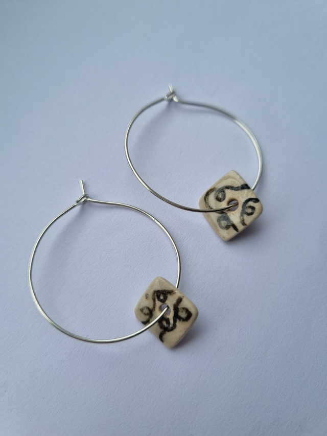 Square Scribble Loop Earrings