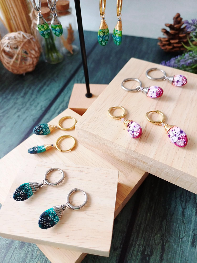 &quot;Équinoxe&quot; Lucioles d&#039;été Argentées - boucles d&#039;oreilles graines de potimarron 