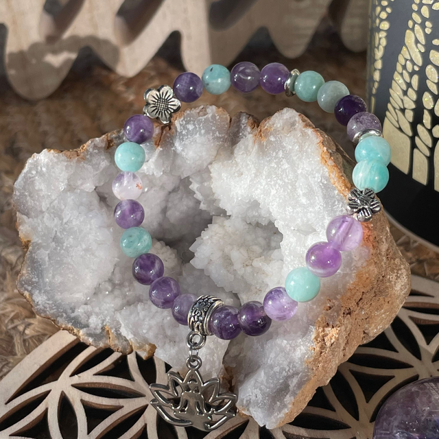 🌊🔮 Bracelet en Amazonite et Améthyste