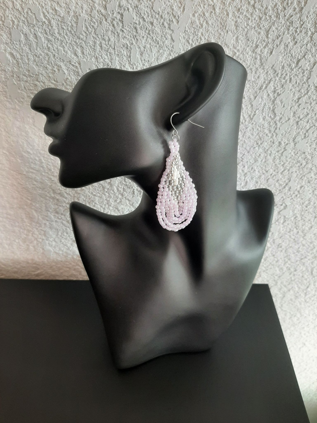 boucle d&#039;oreille bohème en perle rocaille prune 