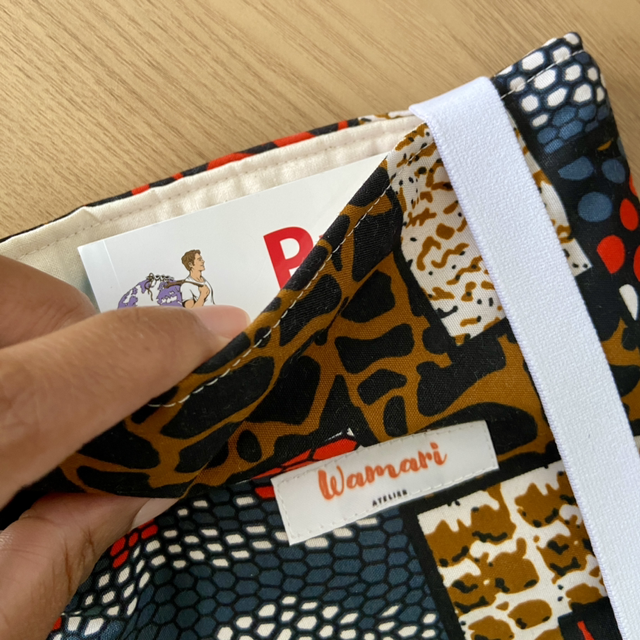 Pochette de livre/liseuse - Motifs marron/rouge