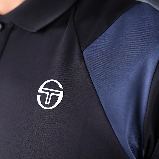 Polo Manches Courtes A Bandes Apice 41153 Noir gris bleu