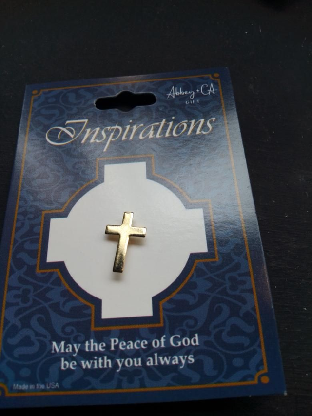 Gold Colour Latin Cross Lapel Pin