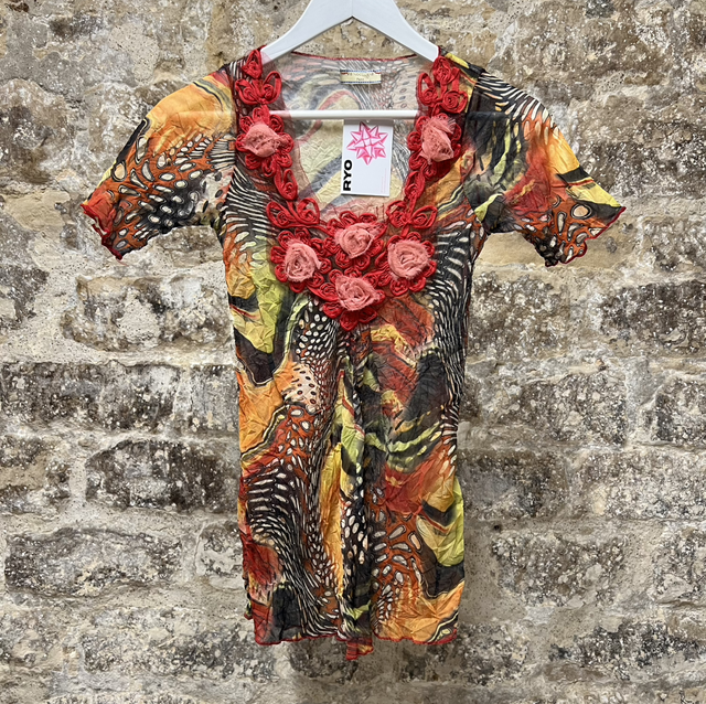 Floral mesh tee #0188