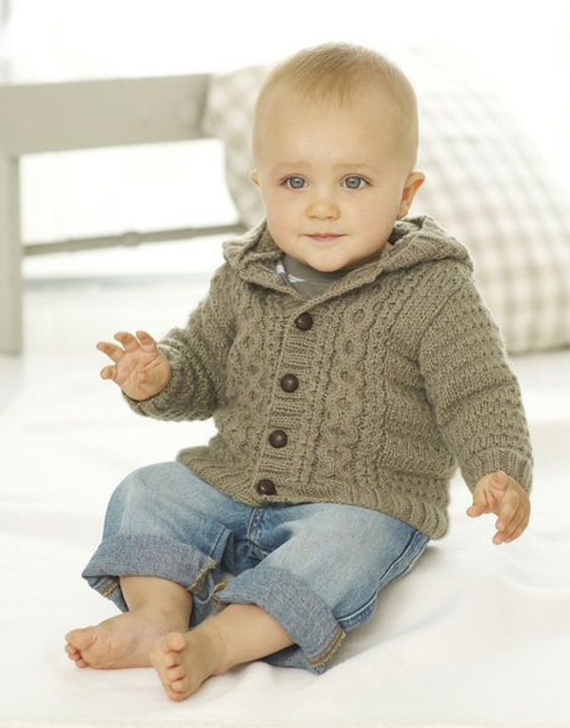 Baby Round Neck &amp; Hooded Jackets DK Pattern 1887