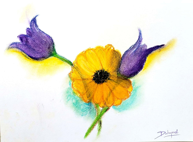 Deux tulipes et sa marguerite, 2016