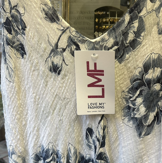 LMF - White and Blue Sleeveless Dress - Free Size - 1945
