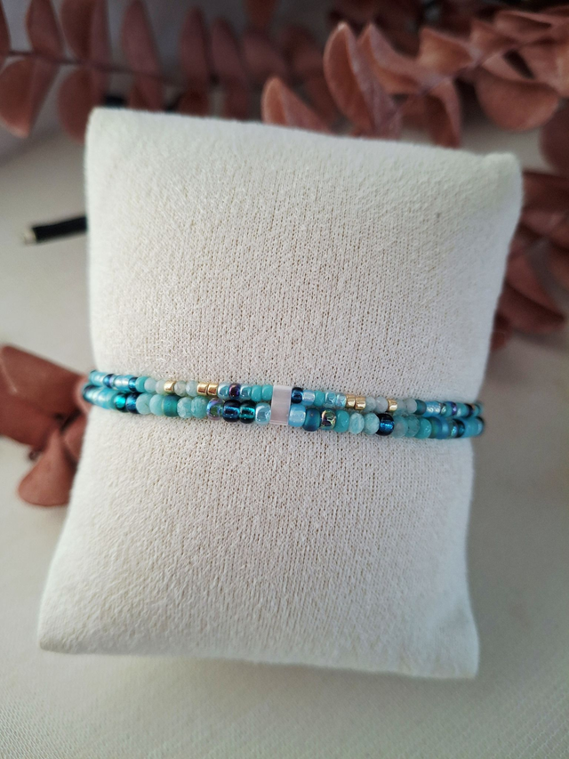 Bracelet double Équinoxe - vert doré