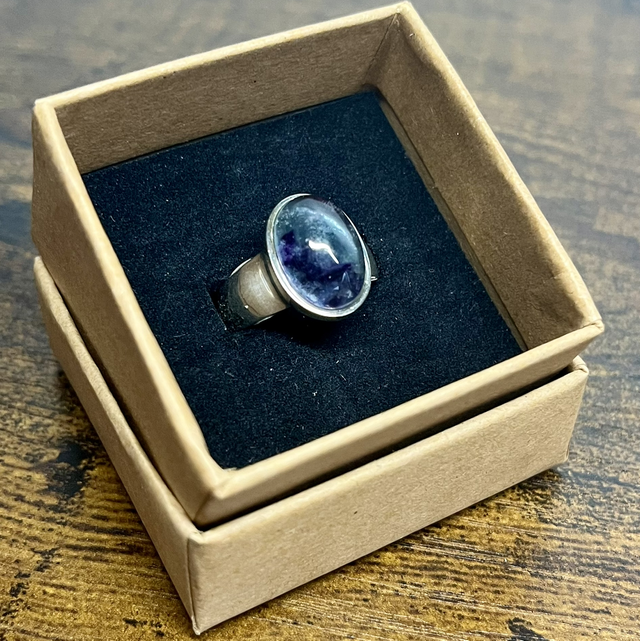 Bague en argent et Fluorite - Taille 55