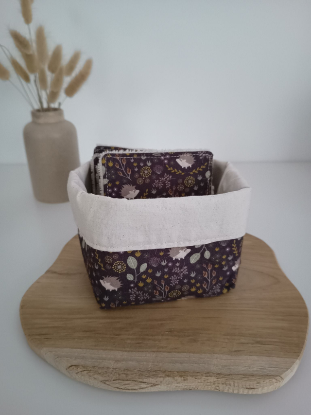 Panier de 10 cotons lavables hérisson