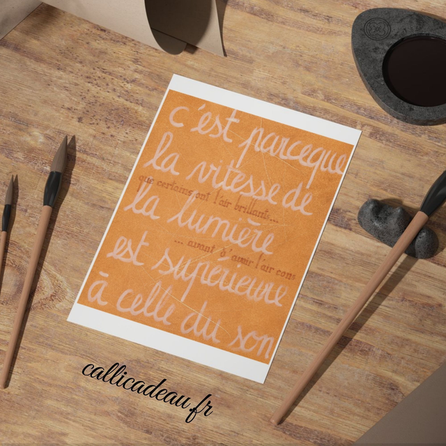 Calligraphie La Vitesse de la Lumière | Carte Imprimée
