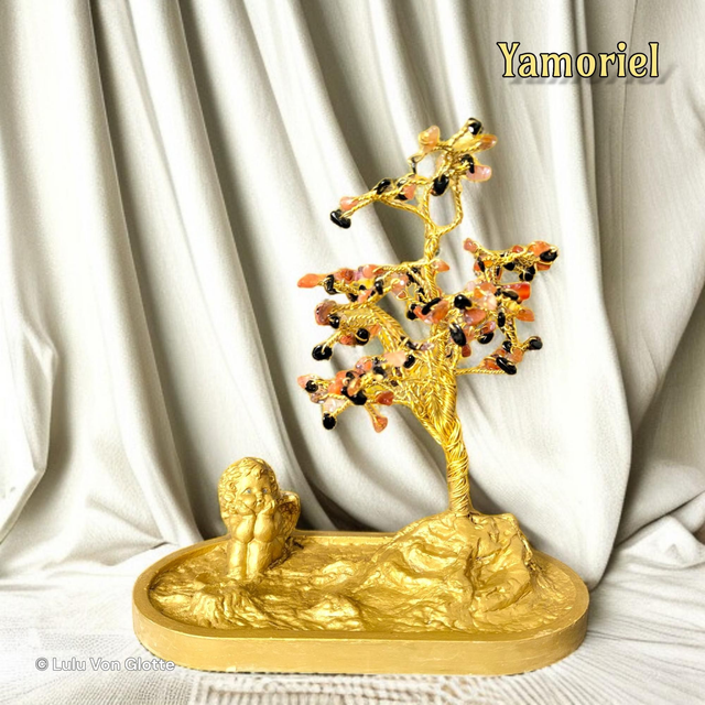 YAMORIEL (Chips d&#039;Obsidienne noire et de Cornaline)