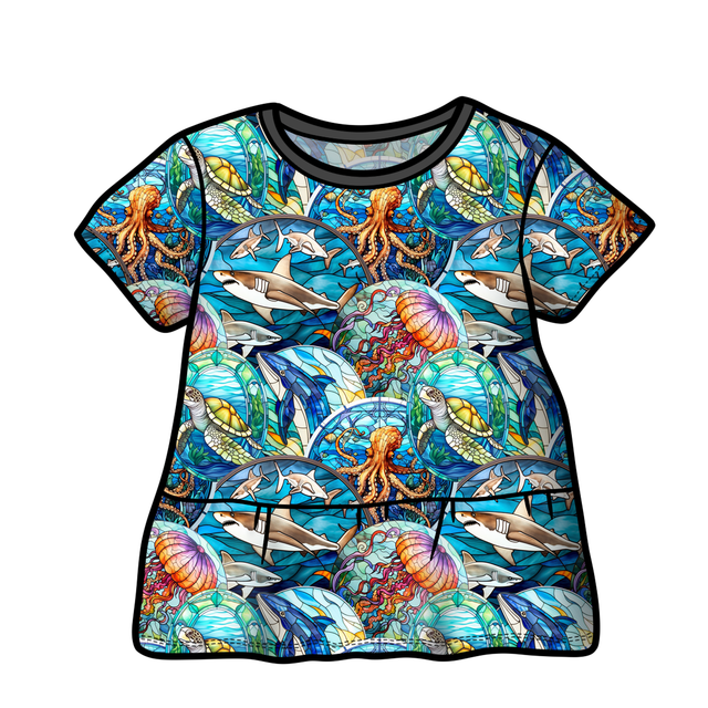 Dreamweaver 'Stained Glass Sealife' Peplum Top