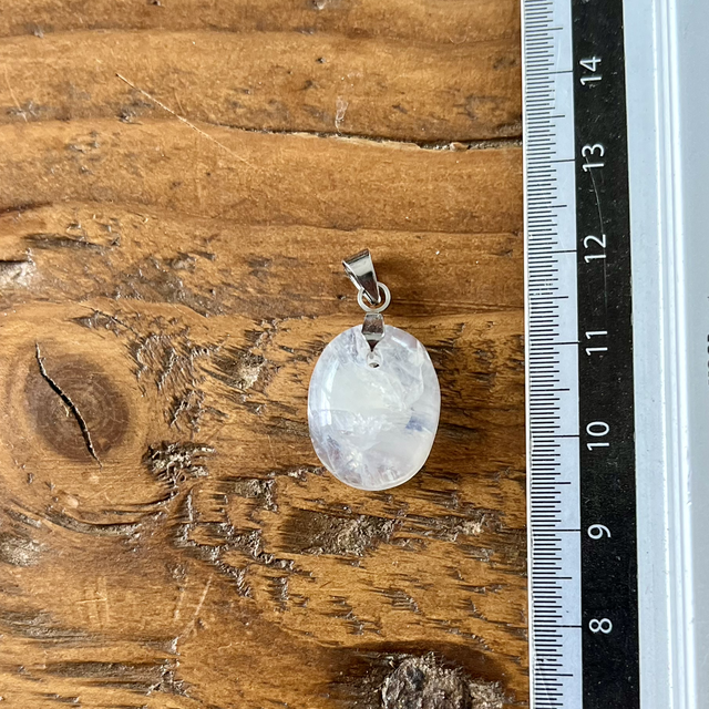 Pendentif en Péristérite et bélière en acier inoxydable 