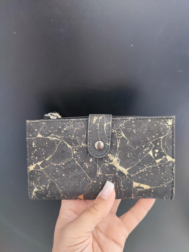 Portefeuille cork #2 noir pailleté 