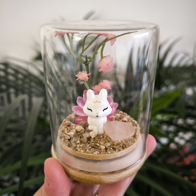Ami protecteur - Kitsune rose foncé (quartz rose)