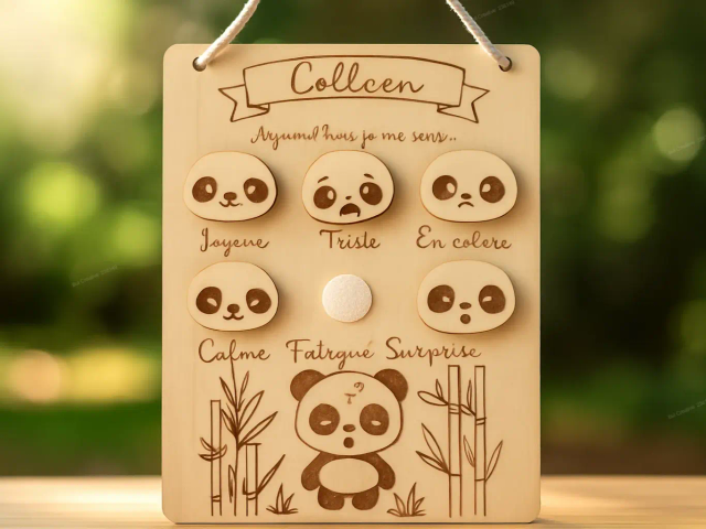 Tableau des Ă©motions pour enfants en bois (panda) đŒ