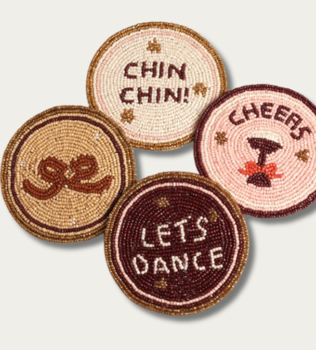 Set of 4 Beaded Christmas Coasters 