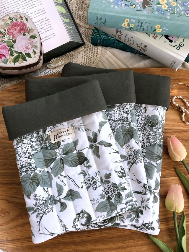 Pochette à livres en coton matelassé Philomèle - verte