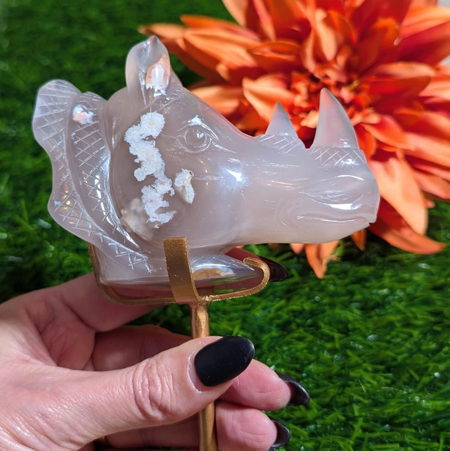 Flower Agate Rhino 🦏 Carving 