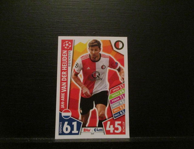 Jan-Arie Van Der Heijden - UEFA Champions League Match Attax 2017/18 Original Trading Card #349